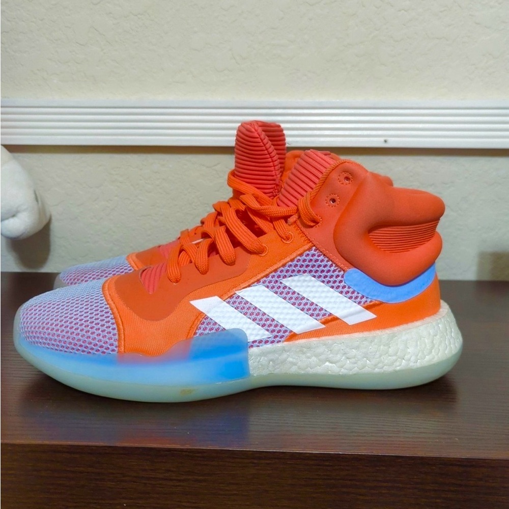 Adidas Marquee Boost High Hi-Res Coral Blue Basketball Shoes Mens Size 12.5